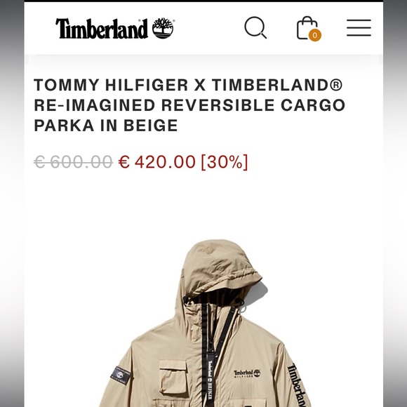 TOMMY HILFIGER X TIMBERLAND® RE-IMAGINED REVERSIBLE CARGO PARKA IN BEIGE - Picture 1 of 8